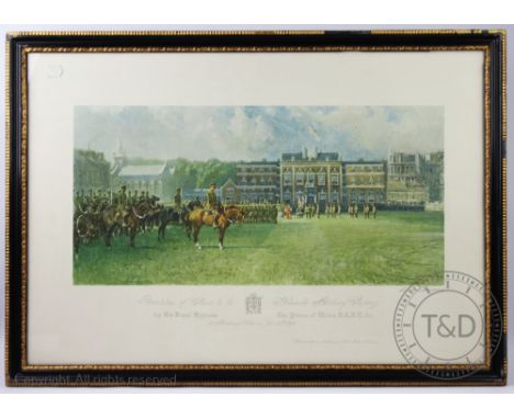 After Gilbert Holiday, Colour print, Presentation of the colours to the Honourable Artillery Company by His Royal Highness Th