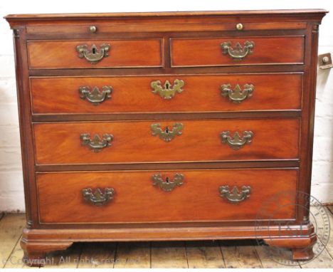 A George III style mahogany chest of drawers, with two short and three graduated long drawers, on shaped bracket feet, 77cm H
