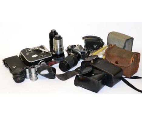 Camera Equipment, including a Pentax ME Super camera, Paillard Bolex cine-camera, lenses etc 