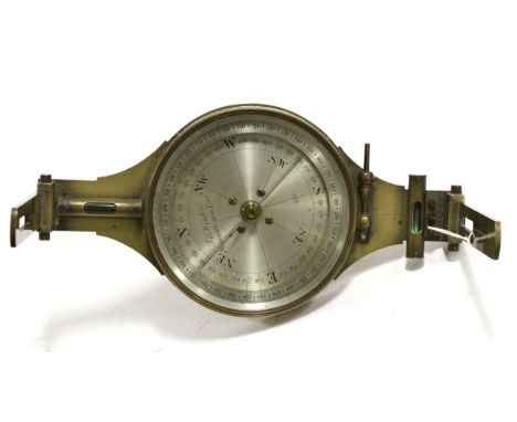 J B Winter (Newcastle) Mining Dial with silvered face, Vernier scale and twin levels, with tripod mounting 5 3/4'', 15cm diam