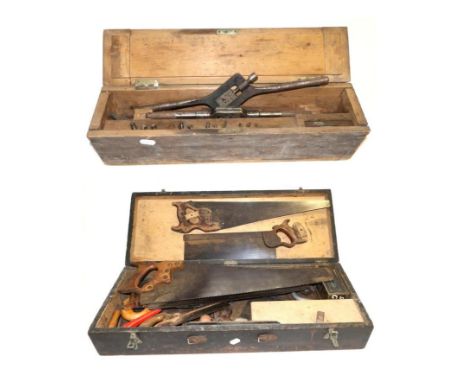 Various Tools including Elsworth saw, Spear & Jackson saw, two Tenon saws, a set of Tap & Dies and a few others 