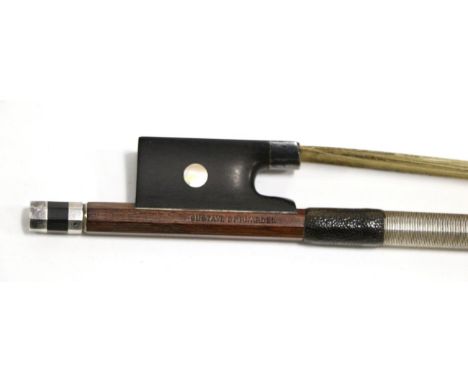 Violin Bow length (excluding button) approx. 730mm, bow stick stamped Gustave Bernardel 57g