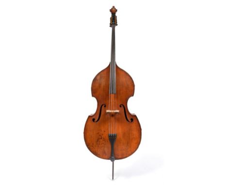 Flat Back Double Bass with playing length 41.5'', depth of body 8.5'', lower bout 27'', middle bout 14.5'', upper bout 20.25'