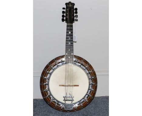 Windsor Banjo Mandolin Model No.1 with approx. 8 1/4'' head, in mixed darkwoods, with original sticker on reverse of head 'Su