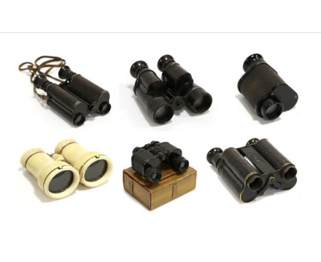 Various Binoculars Ross No.1041; C P Goerz Trieder Pernox; Ross Prism x12; Jumelle Elliptique ivory; Broadhurst, Clarkson & C