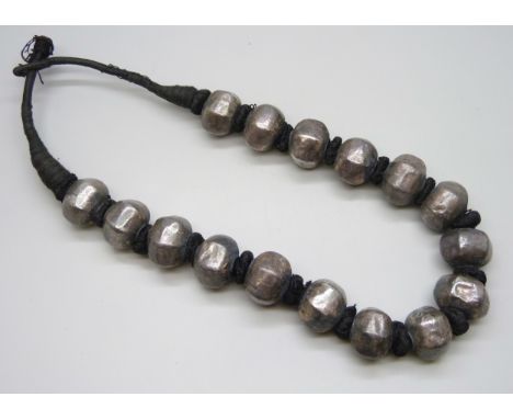 A vintage Indian Darjeeling tribal beaded necklace, 58cm