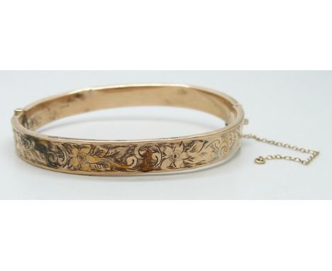 A 9ct gold bangle, a/f, 12.7g
