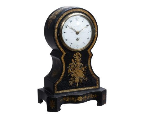  A Regency papier mache mantel timepiece Francis Shuttleworth, London, early 19th century  The four pillar single fusee movem