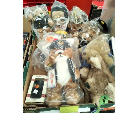 A small 4" Steiff mohair Teddy bear in box, aeroplane related teddy etc&nbsp; 