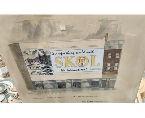 Watercolour sketches for advertising campaigns:&nbsp; Skol, Dunlop &amp; Rhythm of Ales, unframed 