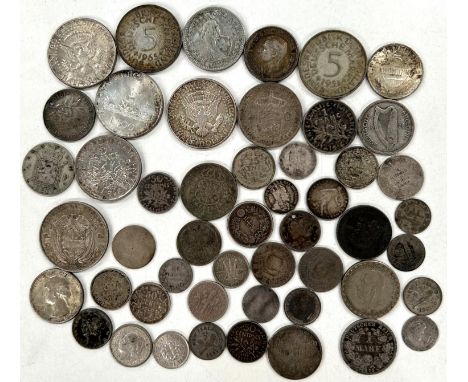 A selection of various foreign silver coins, 7.4oz 