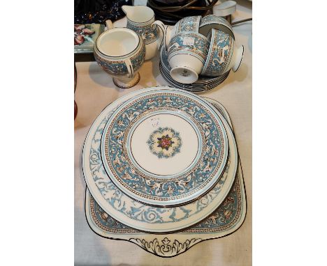 A part Wedgwood Florentine tea service (plates have seen heavy use, cups and saucers ok) and a selection of other part Doulto