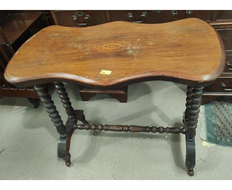 An early 20th century mahogany table on bobbin turned legs and a folding card table with green baize 