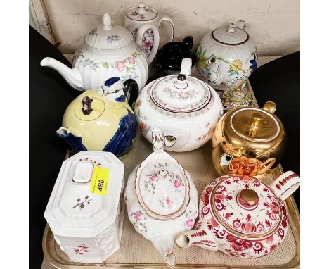 A Royal Worcester tea caddy Lynbrook; a collection of 10 teapots:&nbsp; Royal Worcester; Wedgwood; Hammersley; etc., a japan 