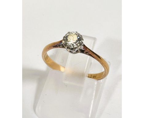 An 18 carat gold solitaire diamond dress ring with platinum mount, diamond approx 4.2mm (just under .5carat) 