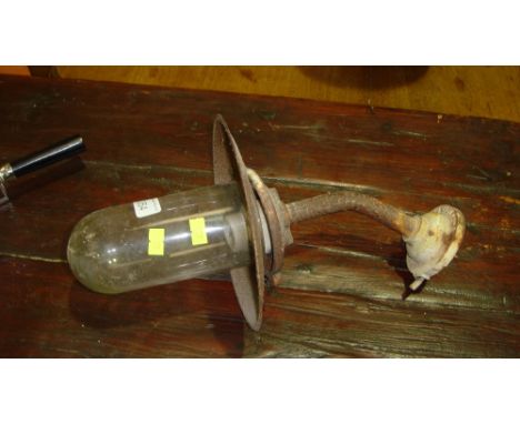 Vintage Industrial Chic outdoor metal wall light with glass shade