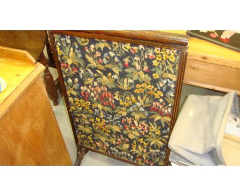 Late 19th century brass inlaid rosewood firescreen
