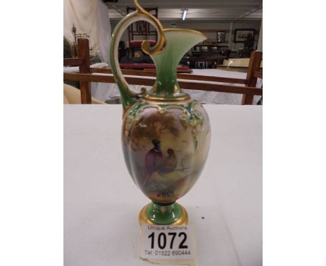 A small Royal Worcester hand painted ewer, 165 cm.