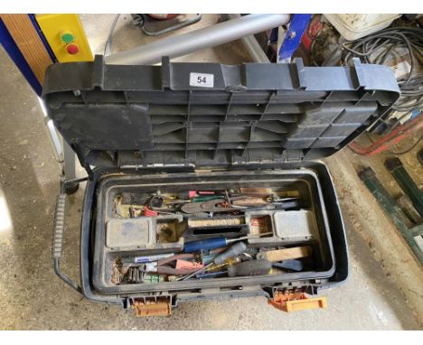 A B&amp;Q chest toolbox with various tools.