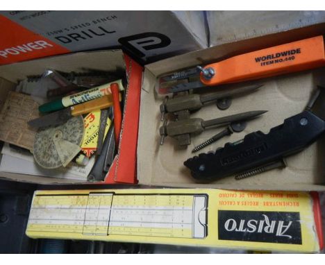 Two trays of tools etc., 