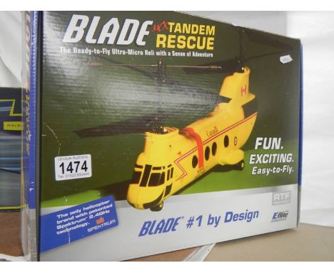 A boxed Blade E-Flite mix tandem rescue, incomplete.