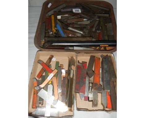 3 Boxes of lathe turning tools. 
