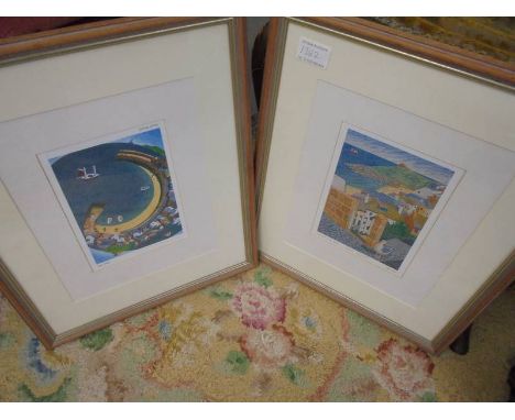 Seb West (b.1968 St Ives) Pair of pencil signed prints one 'The gull at the gate' (St Ives) the other 'Small world' (St Ives 