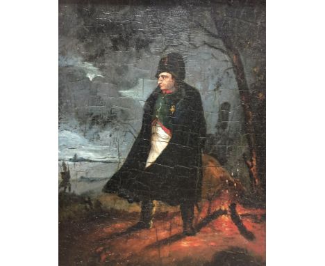 British school, late 19th century, Napoleon on a campaign, oil on panel, 15 x 12cm