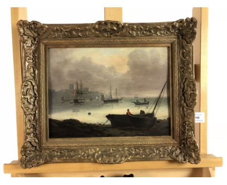 Circle of James (John) Wilson Carmichael (1799-1868), Shipping off Amherstberg, oil on panel, 24 x 32cm