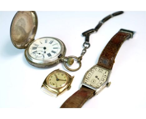 A collection of vintage and modern watches. Comprising: a yellow metal mechanical Sekonda, an automatic swatch irony with ETA