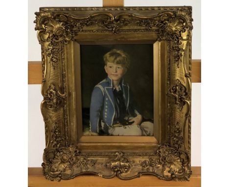 British school, 20th century, a reproduction print of a young boy in a gilt composite frame together with landscape print aft