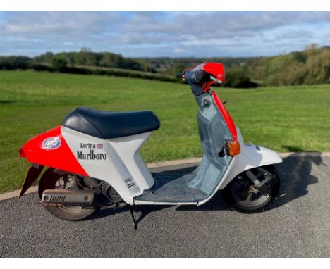 Well known, Marlboro-decaled, Honda Vision paddock bike. This smart little 50cc, single-cylinder, automatic, Vision 50 NE50 w