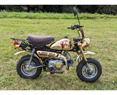 Brand new and unregistered, collectable, Gold Limited Edition Z50J Monkey Bike. First-edition Gold Limited Edition Monkey Bik