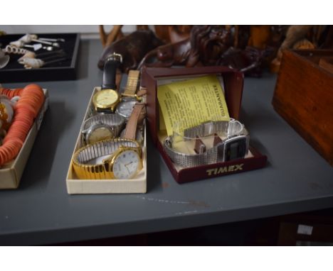 An assortment of wristwatches, including a boxed Timex, Sekonda, Seiko and Junghans, etc
Condition report: Timex not working,