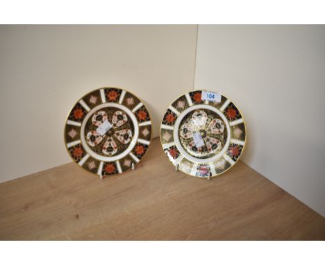 A pair of 19th century Royal Crown Derby Bone China saucers in the Old Imari pattern, makers marks to base, w16.5cm
