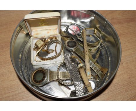 An assortment of wristwatches, including Waltham, Timex, Lorus, Sekonda, etc