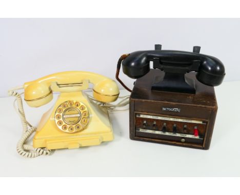 Two vintage telephone to include a mid-century Dictograph. [W]
