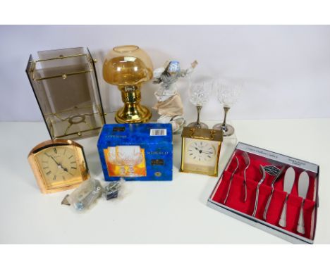 A mixed lot to include: Two Royale County silver plated crystal wine glasses, a box set of two stemmed glasses by Cristal de 