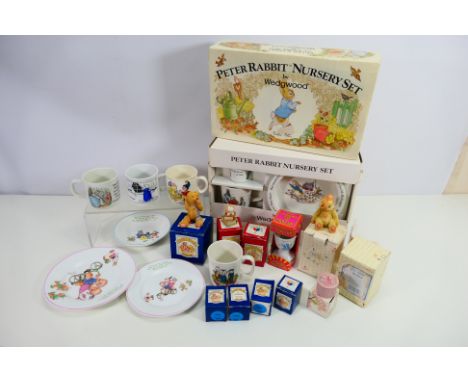 A boxed Peter Rabbit Nursery Set by Wedgwood, Shelley Mabel Lucie Atwell child's ceramics, Teddy bear figures and other. [W]