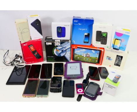 A collection of mobile phones, tablets & smart watch to include; Vodafone Smart N9 Lite boxed, Nokia 610, Amazon Kindle, Sony