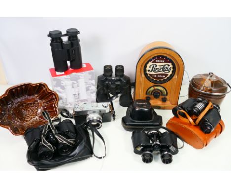 A collection to include a Pepsi Cola Am FM Radio Soho 1996 Limited Edition Collector Series, a humidor for pipe tobacco with 