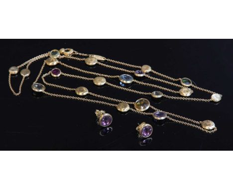 An 18ct gold Jaipur necklace by Marco Bicego,with assorted circular mixed cut gemstones, to include amethyst, tourmaline, cit