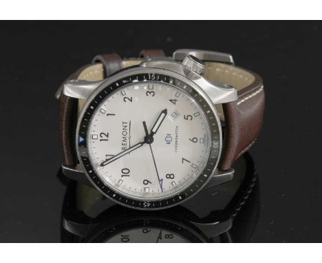 A gentlemen's stainless steel Bremont 'Model 1 Chronometer' automatic strap watch, c.2015,ref. BB1-89/WH. A 42mm case with a 