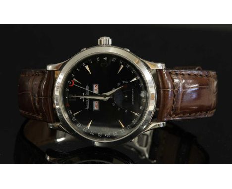 A gentlemen's stainless steel Jaeger-LeCoultre 'Master Moon' automatic strap watch,ref. 140.8.98.S. A circular 37mm case with