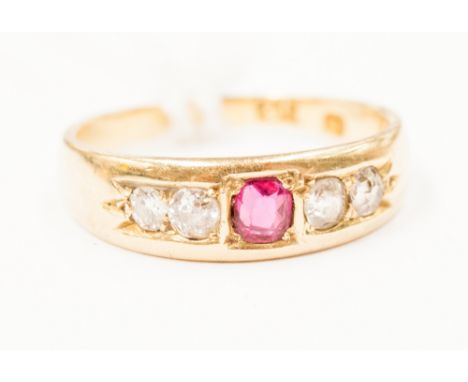 An 18ct gold ruby and diamond ring.