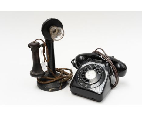 A Magnet W-26/400 No 1 stick telephone, together with a G.P.O. 1960's black plastic telephone. (2)