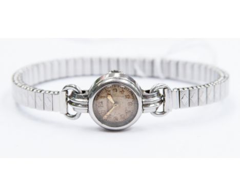 An Art Deco Jaeger-LeCoultre white metal ladies wristwatch 