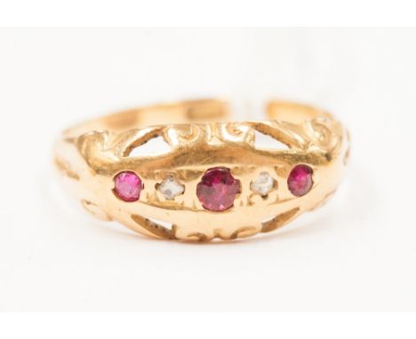 A ruby and diamond ring on 18ct gold 