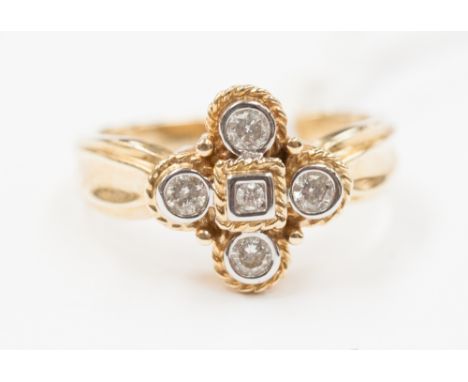 A 14ct gold five stone diamond ring - diamond designs by Barbara Lunger 