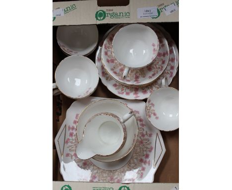 A Shelley Hedgerow pattern tea service 0189, including six cups, saucers and plates, sandwich plate, sugar bowl and jug. (21)